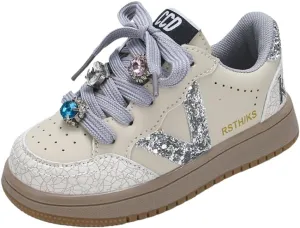 Kids Sparkle Star Sneakers Casual Sports Running Shoes for Girls Boys