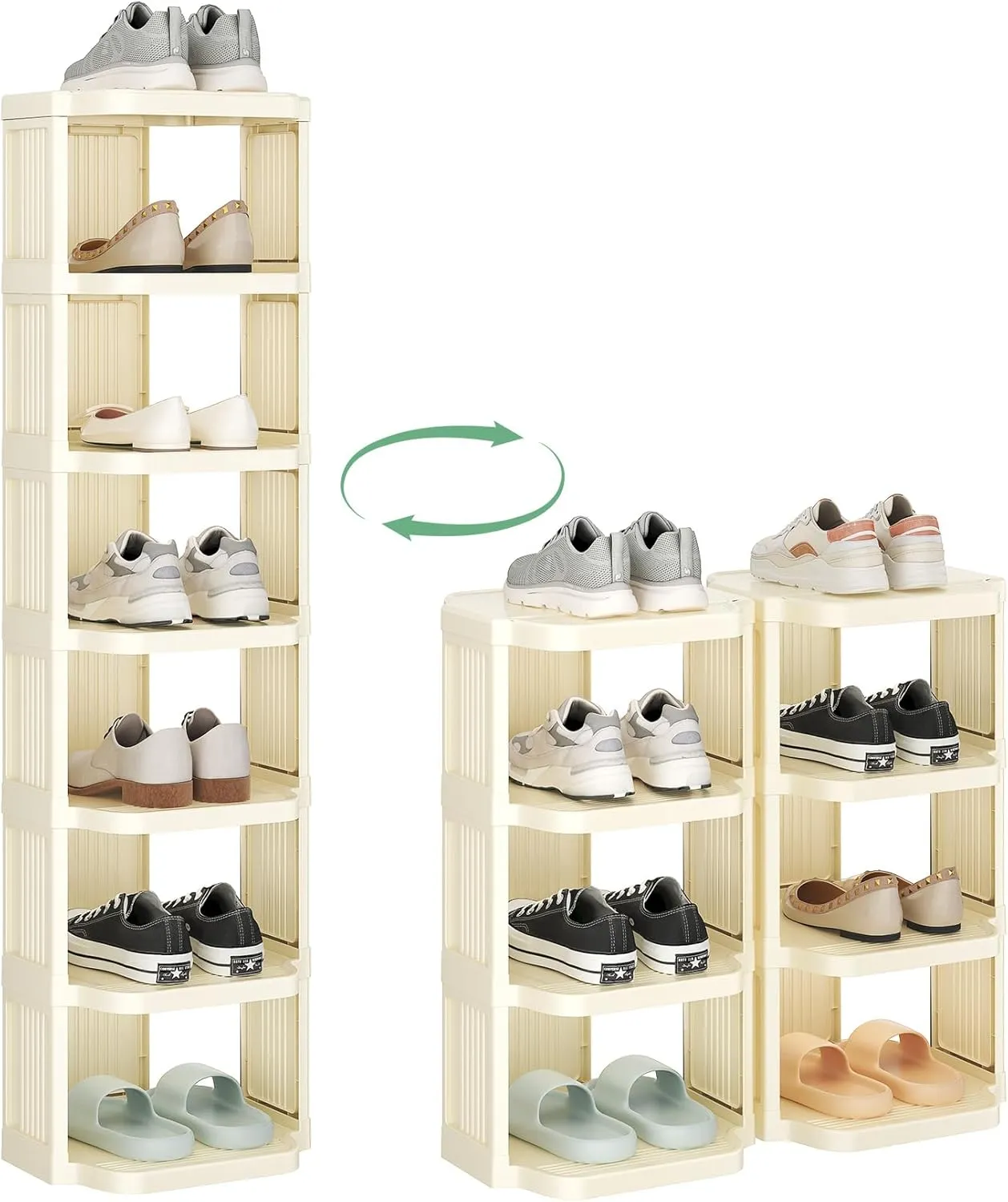 Kitstorack Vertical Shoe Rack: 8 Tiers Stackable Shoe Rack for Closet DIY Free Standing Shoe Organizer Small Shoe Shelf for Small Spaces and Narrow Spaces Plastic, White