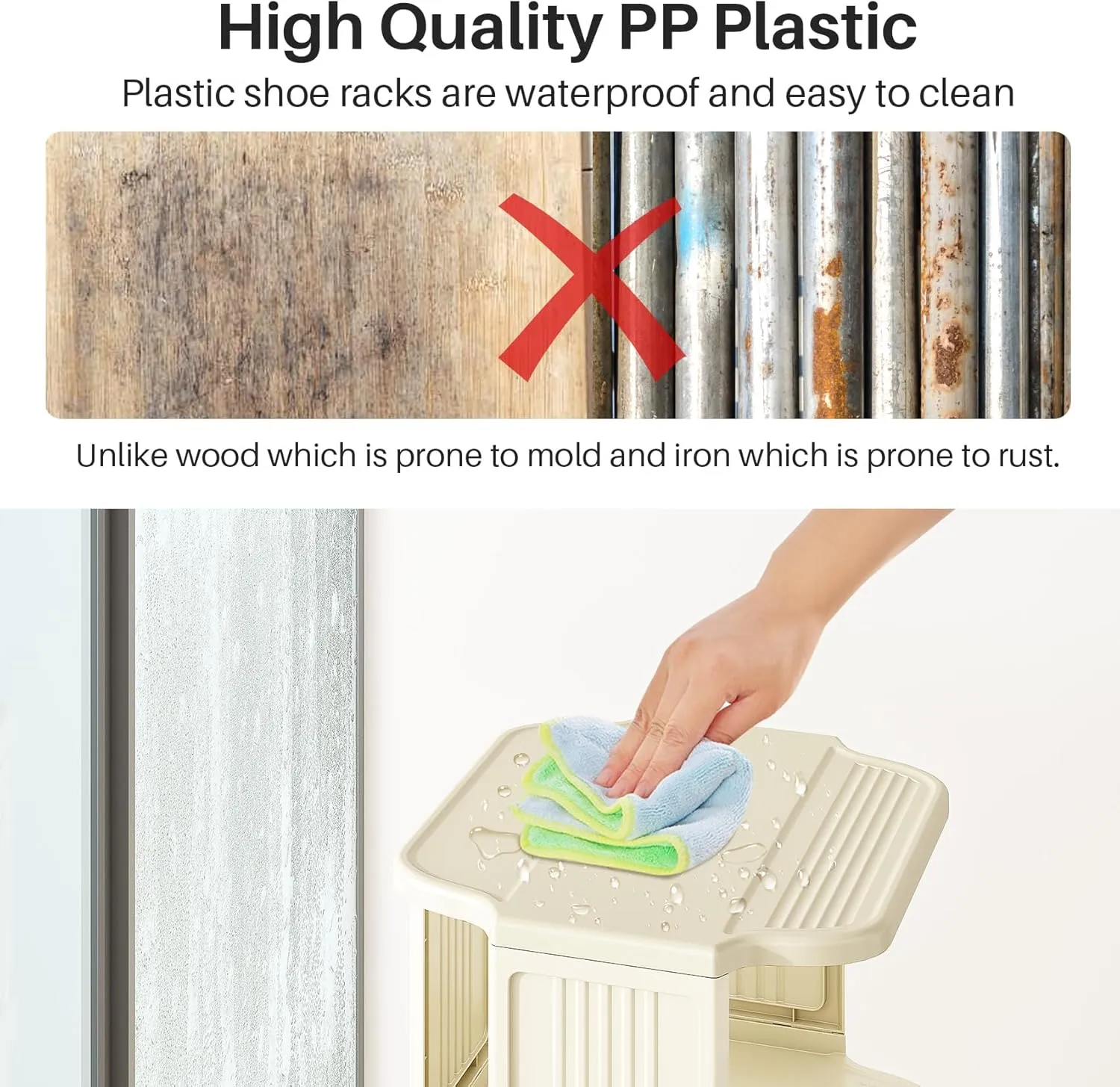 Kitstorack Vertical Shoe Rack: 8 Tiers Stackable Shoe Rack for Closet DIY Free Standing Shoe Organizer Small Shoe Shelf for Small Spaces and Narrow Spaces Plastic, White
