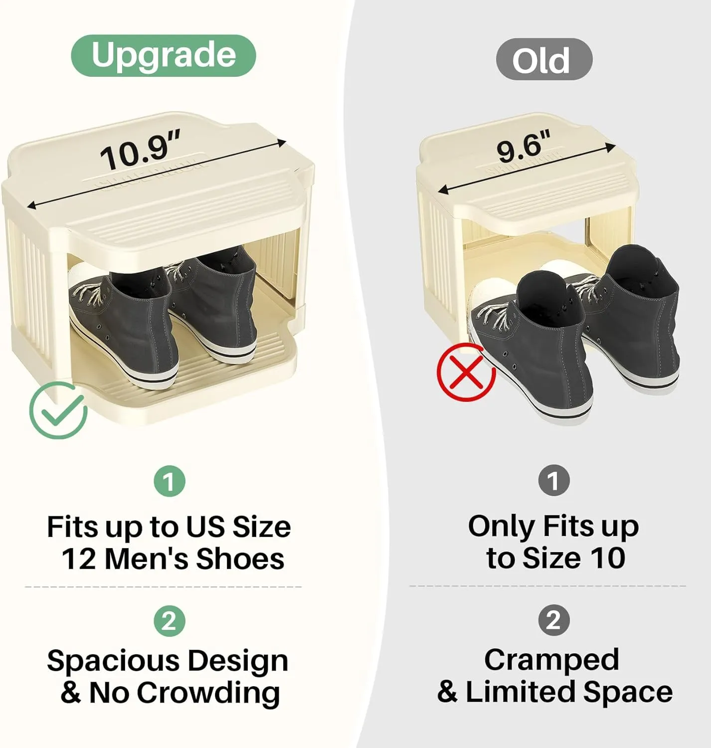 Kitstorack Vertical Shoe Rack: 8 Tiers Stackable Shoe Rack for Closet DIY Free Standing Shoe Organizer Small Shoe Shelf for Small Spaces and Narrow Spaces Plastic, White