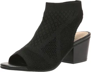 Knit Peep Toe Booties for Women Fashion Chunky Block Heel Cutout Sandals Slingback Mesh Breathable Dress Heeled Shoes
