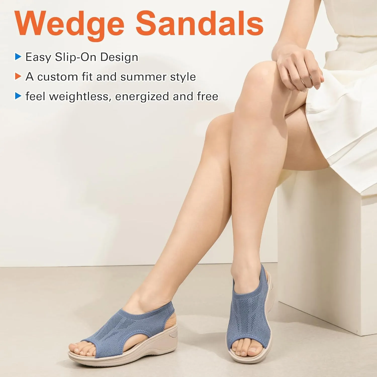KOIMED Women's Comfortable Platform Walking Sandals With Memory Foam Open Toe Lightweight Breathable Soft Mesh Washable For Summer Travel Casual Beach Outdoor Sport