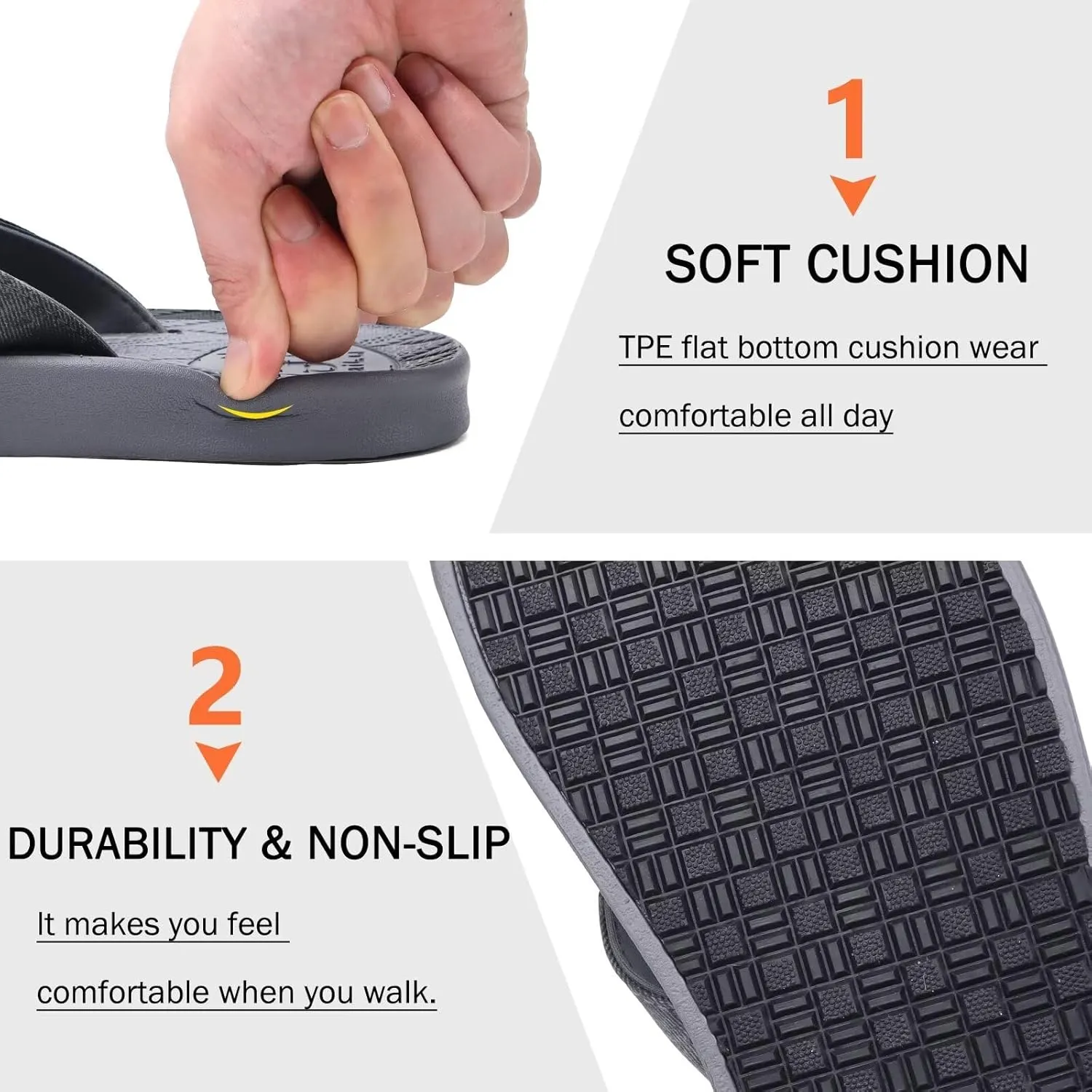 KuaiLu Mens Flip Flops Arch Support Comfortable Summer Beach Thong Sandals Yoga Foam Cushion Slip on Slippers