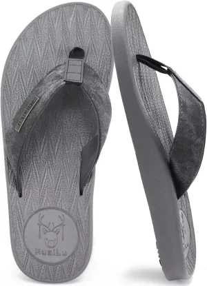KuaiLu Mens Flip Flops Arch Support Comfortable Summer Beach Thong Sandals Yoga Foam Cushion Slip on Slippers