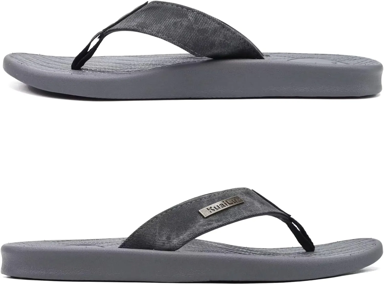 KuaiLu Mens Flip Flops Arch Support Comfortable Summer Beach Thong Sandals Yoga Foam Cushion Slip on Slippers