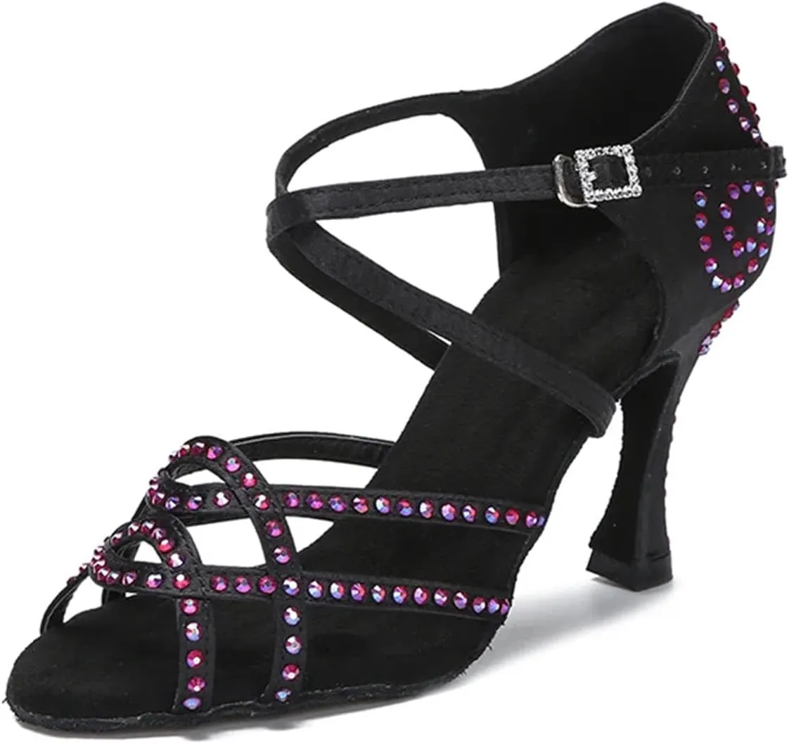 Ladies Ruby-Toned Latex Heels - Flexible Soles with Satin Ribbons for Red Carpet Nights (8CM/3.15")