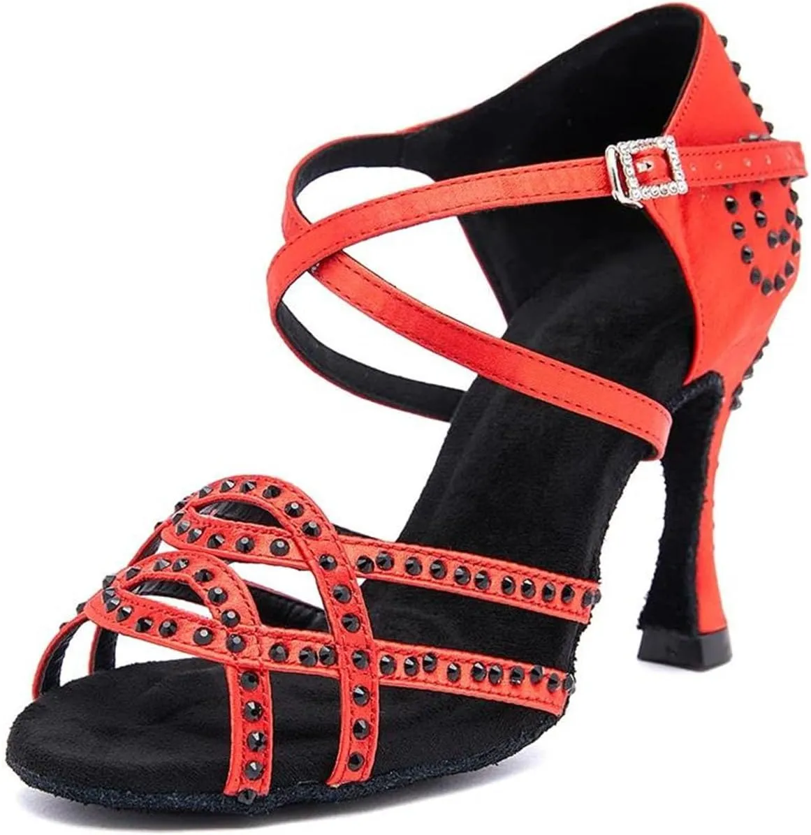 Ladies Ruby-Toned Latex Heels - Flexible Soles with Satin Ribbons for Red Carpet Nights (8CM/3.15")