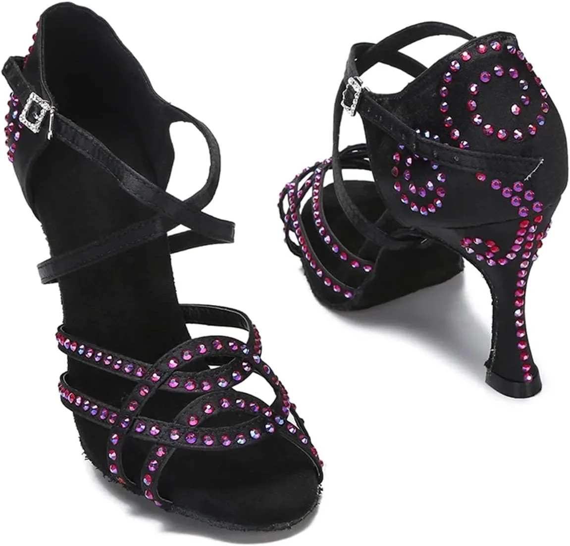 Ladies Ruby-Toned Latex Heels - Flexible Soles with Satin Ribbons for Red Carpet Nights (8CM/3.15")