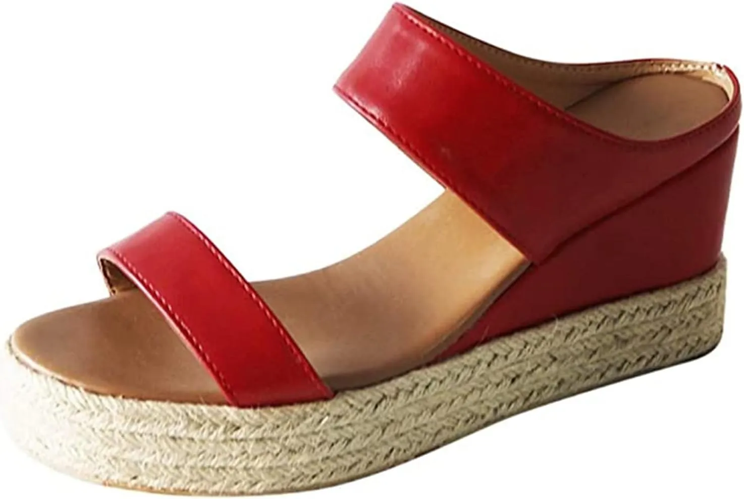 Ladmiple Summer Sandals for Women 2023 Platform Slip On Strappy Wedge Sandals Open Toe Comfy Beach High Heel Flip Flops