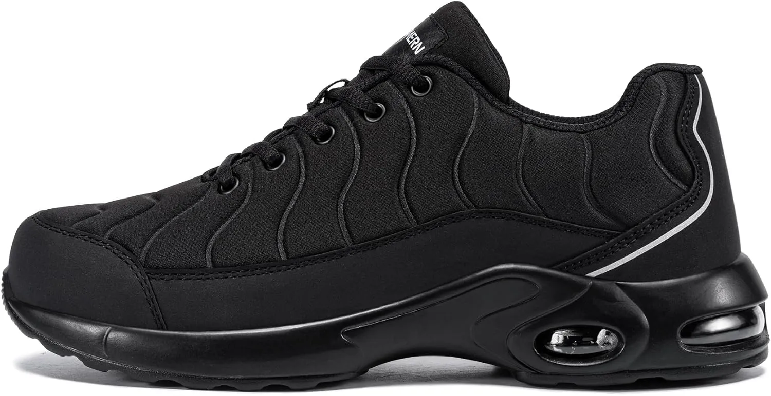 LARNMERN Air Cushion Steel Toe Shoes for Men Wide Women Lightweight Puncture Proof Work Safety Sneakers Breathable Slip Resistant Tennis Shoe