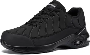 LARNMERN Air Cushion Steel Toe Shoes for Men Wide Women Lightweight Puncture Proof Work Safety Sneakers Breathable Slip Resistant Tennis Shoe