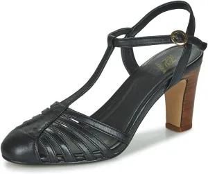 LEHOOR Women Chunky Heel Mary Jane Shoes Cutout Ankle Strap Dress Pumps Cage Toe Sandals T-strap Pump Shoe 3 Inch High Kitten Heel Round Closed Toe Roman Sandals Summer Ladies Evening Party 4-11 M US