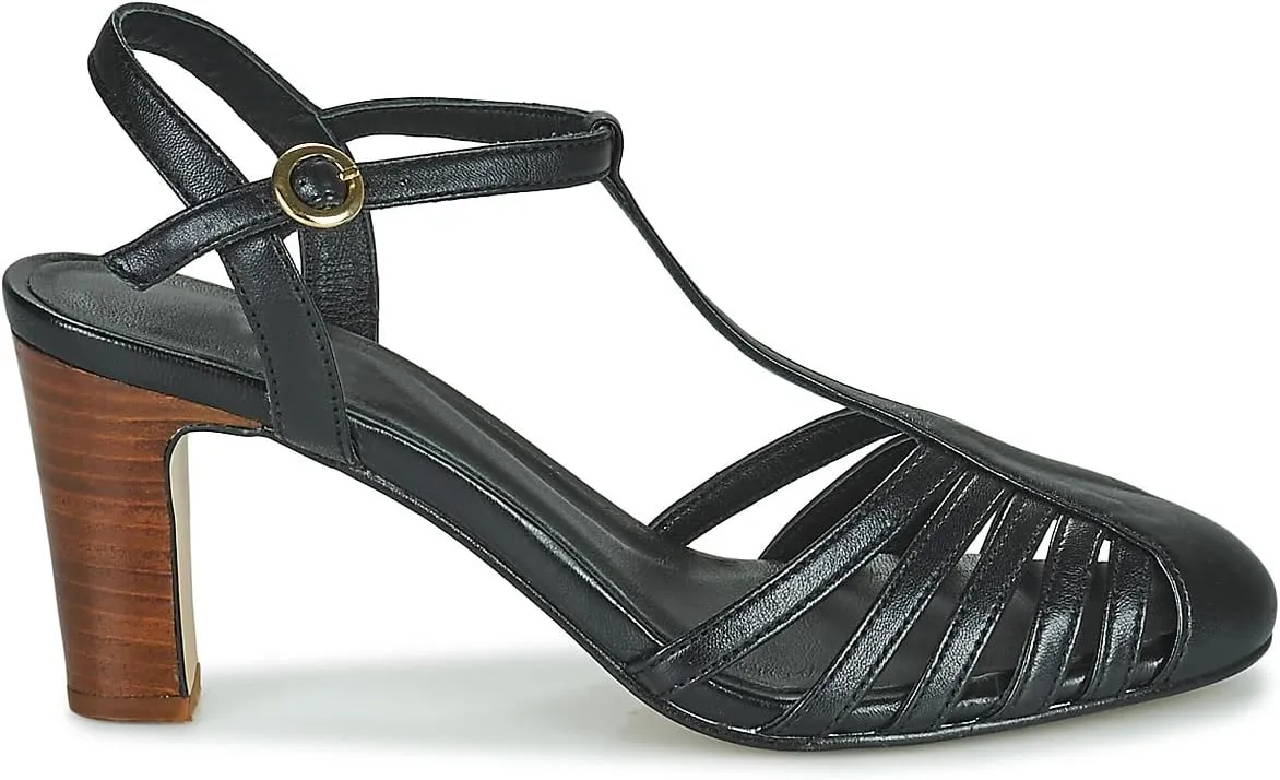 LEHOOR Women Chunky Heel Mary Jane Shoes Cutout Ankle Strap Dress Pumps Cage Toe Sandals T-strap Pump Shoe 3 Inch High Kitten Heel Round Closed Toe Roman Sandals Summer Ladies Evening Party 4-11 M US