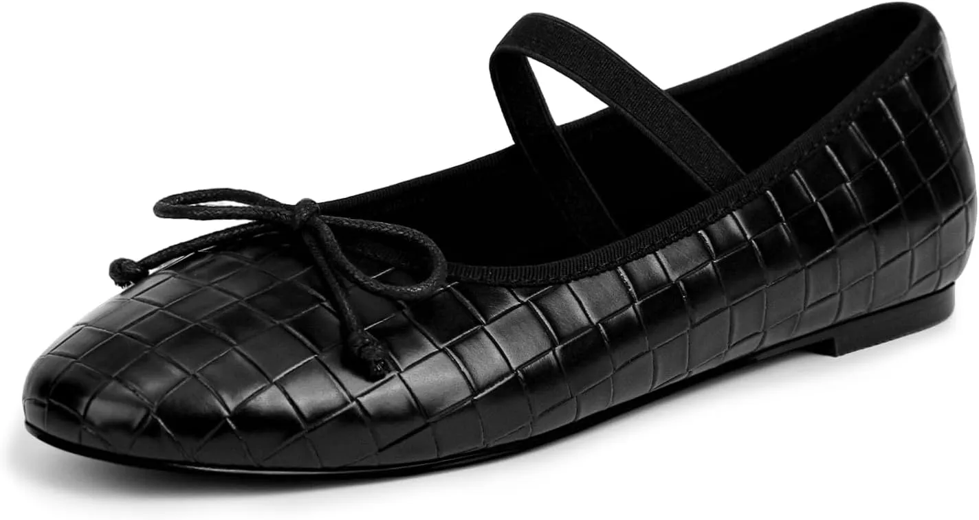 Leopard Mesh Ballet Flats for Women Round Toe Buckle Flats Slip on Mesh Mary Jane Flats Comfortable Ballerina Shoes Casual Office Shoes