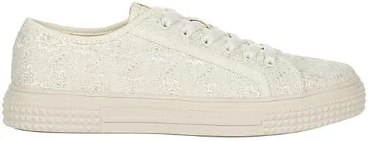 Limelight Lacy - Women's Casual Lace-Up White Lace Fashion Sneakers