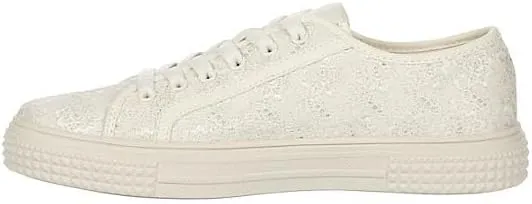 Limelight Lacy - Women's Casual Lace-Up White Lace Fashion Sneakers
