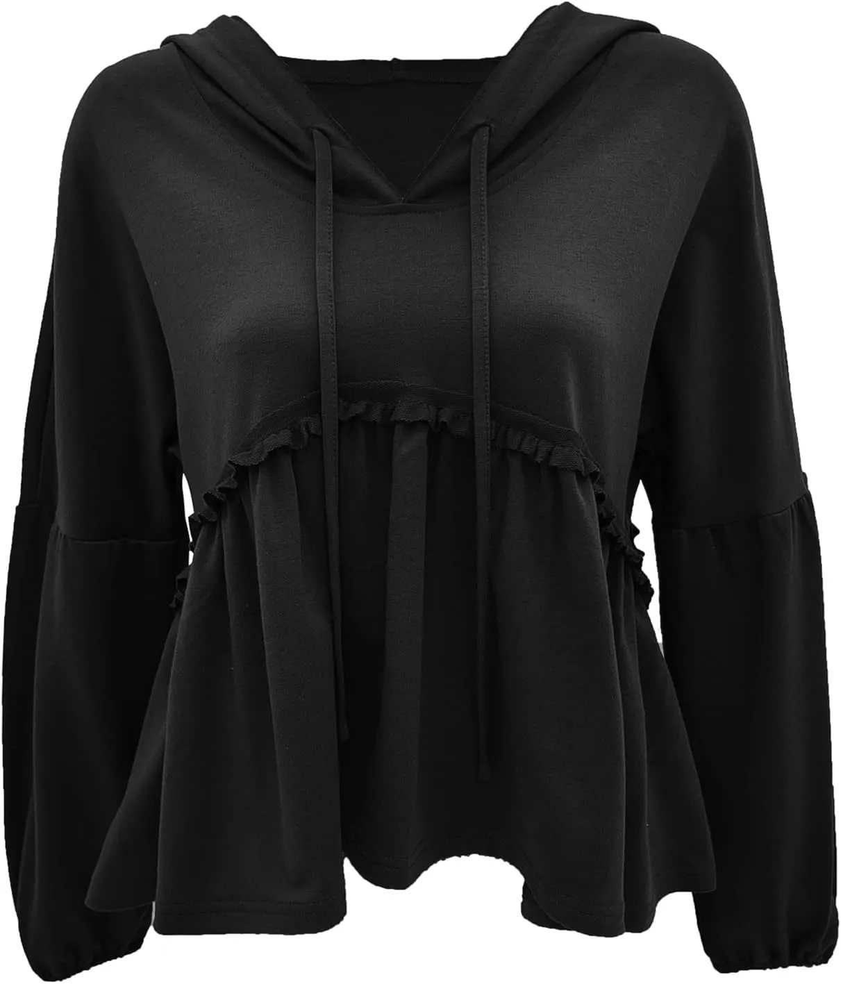 Limerose Womens Tunic Top Casual Long Sleeves Peplum Babydoll Ruffle Knit Hoodies Pullover