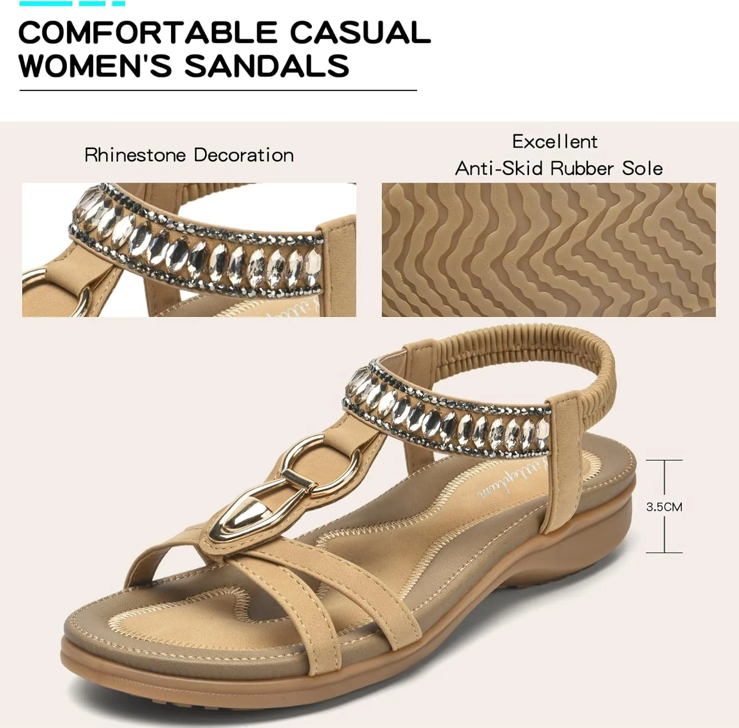 Littleplum Womens Sandals Comfort Arch Support Sandals Summer Walking Shoes Casual Ankle Elastic Flip Flops Sandals
