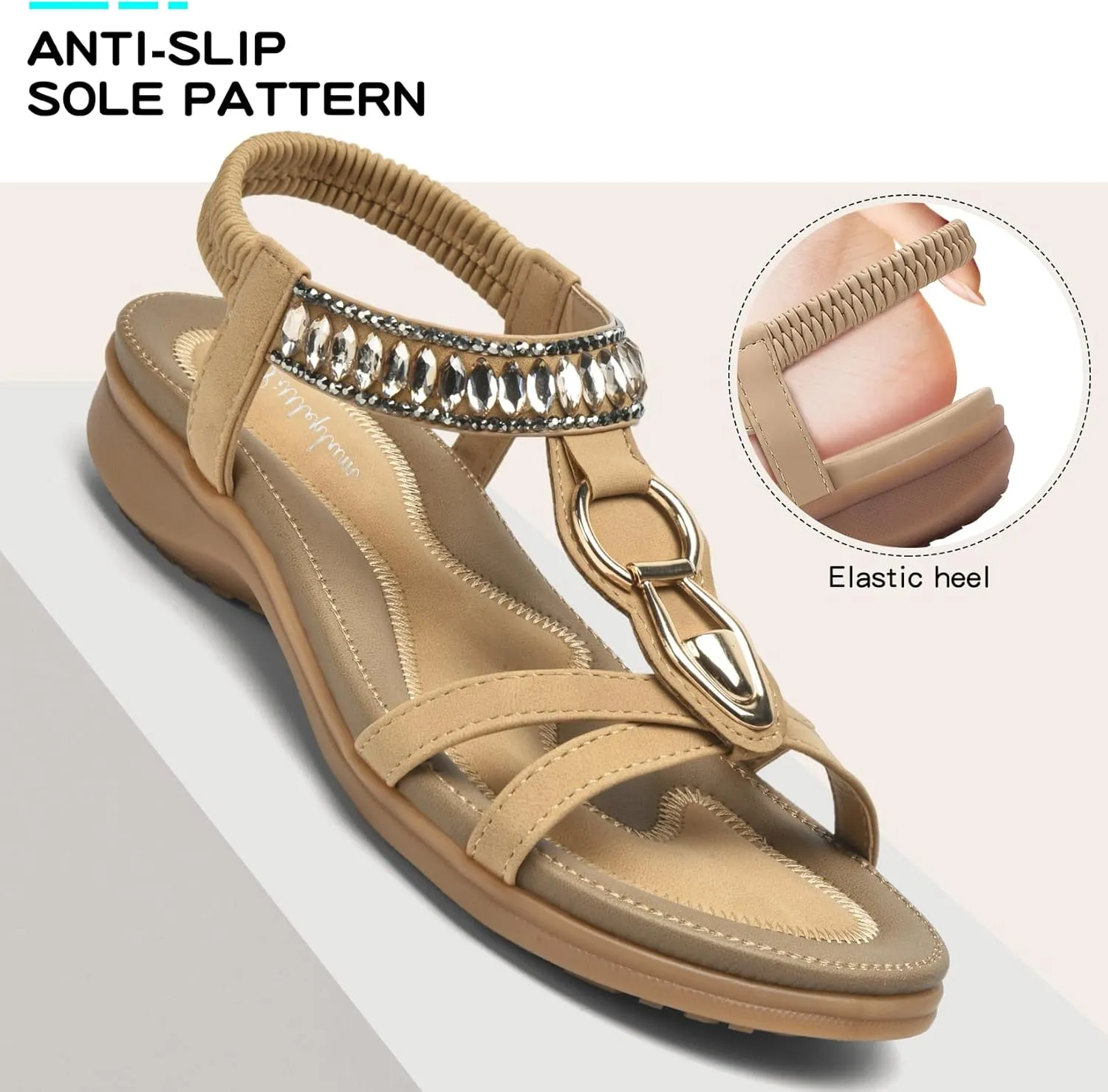 Littleplum Womens Sandals Comfort Arch Support Sandals Summer Walking Shoes Casual Ankle Elastic Flip Flops Sandals
