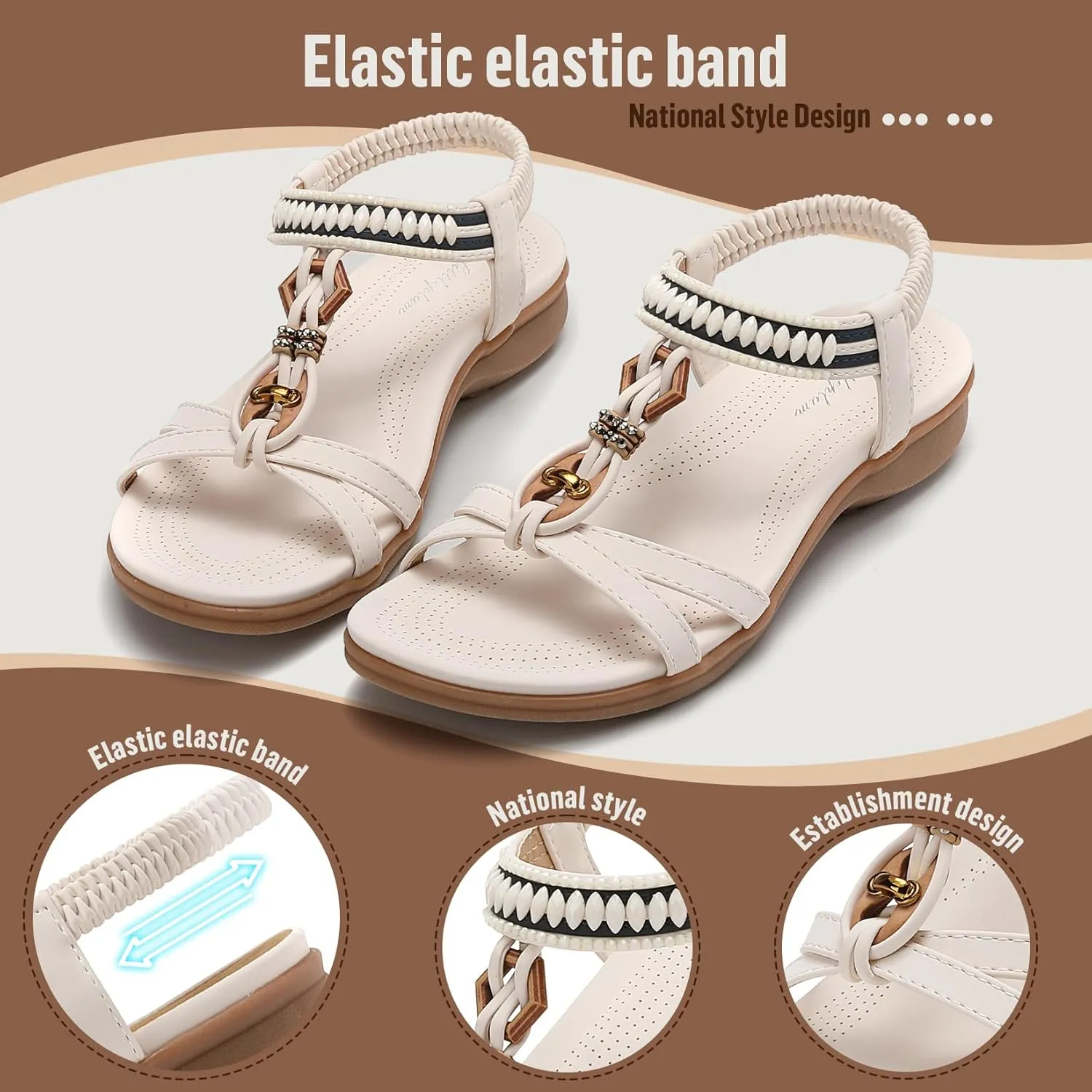 Littleplum Womens Sandals Comfort Arch Support Sandals Summer Walking Shoes Casual Ankle Elastic Flip Flops Shoes