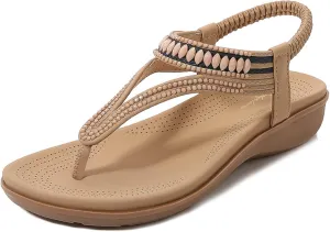 Littleplum Womens Sandals Comfort Arch Support Sandals Summer Walking Shoes Casual Ankle Elastic Flip Flops Shoes