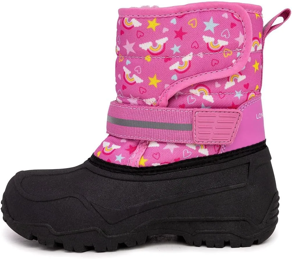 LONDON FOG Dex Boys and Girls Snow Boots - Insulated Waterproof Winter Kids Snow Boots - Size Toddler, Little Kid and Big Kid, Black, Navy and Pink Winter Boots for Boys and Girls