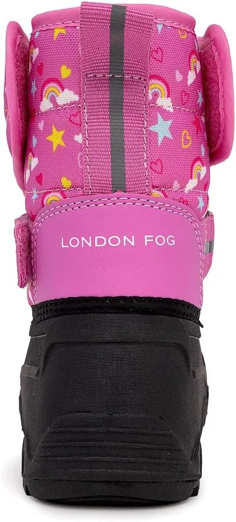 LONDON FOG Dex Boys and Girls Snow Boots - Insulated Waterproof Winter Kids Snow Boots - Size Toddler, Little Kid and Big Kid, Black, Navy and Pink Winter Boots for Boys and Girls