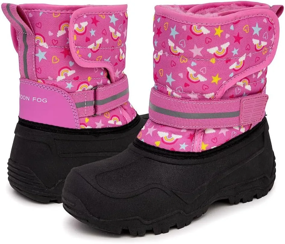 LONDON FOG Dex Boys and Girls Snow Boots - Insulated Waterproof Winter Kids Snow Boots - Size Toddler, Little Kid and Big Kid, Black, Navy and Pink Winter Boots for Boys and Girls