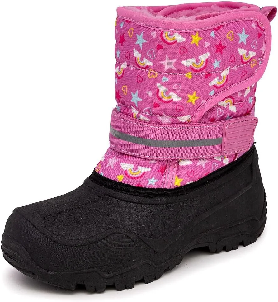 LONDON FOG Dex Boys and Girls Snow Boots - Insulated Waterproof Winter Kids Snow Boots - Size Toddler, Little Kid and Big Kid, Black, Navy and Pink Winter Boots for Boys and Girls
