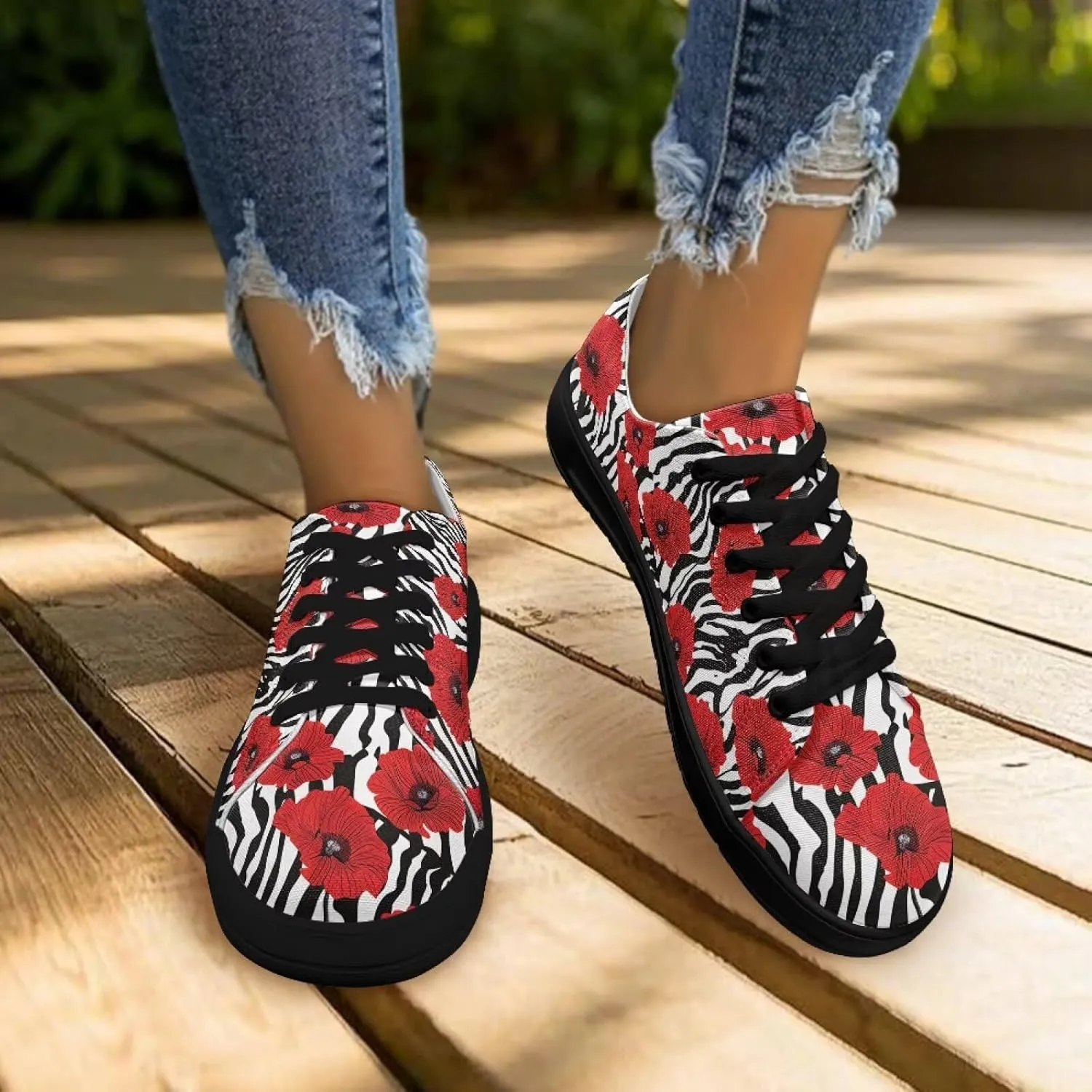 Low-Top Slip Ons Sneakers Canvas Women Black Platform Canvas Shoes Trendy Slip Ons Barefoot Shoes Fit Comfort 5.5-13.5