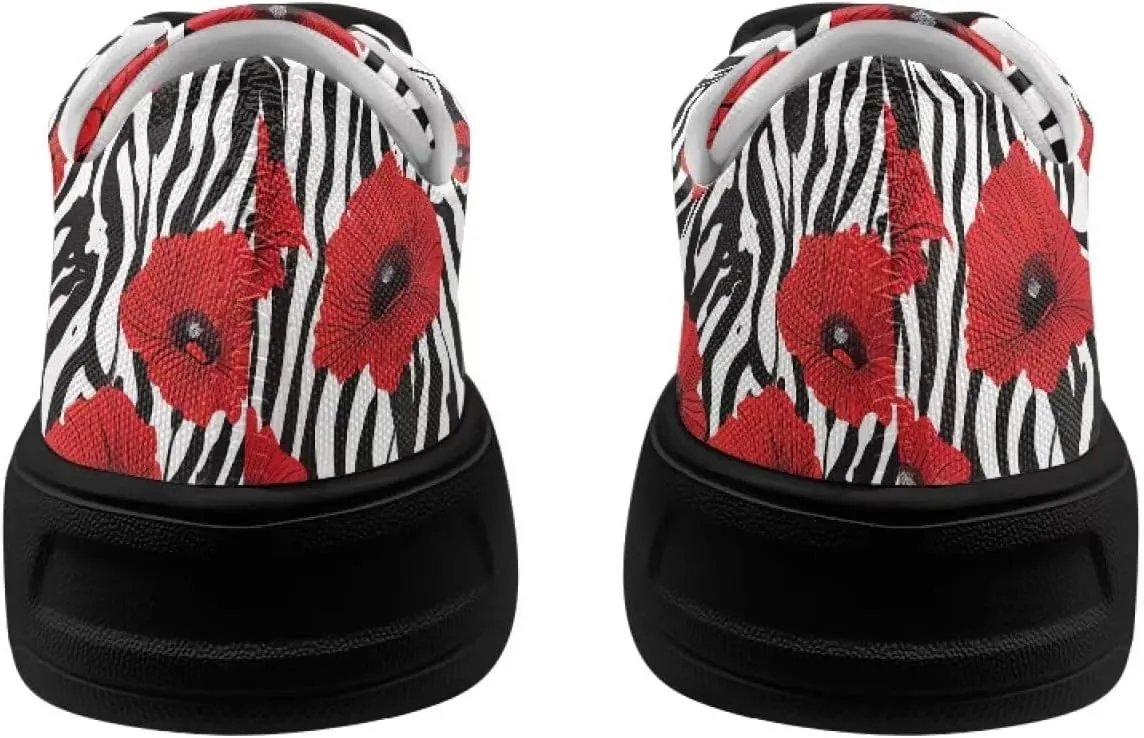 Low-Top Slip Ons Sneakers Canvas Women Black Platform Canvas Shoes Trendy Slip Ons Barefoot Shoes Fit Comfort 5.5-13.5