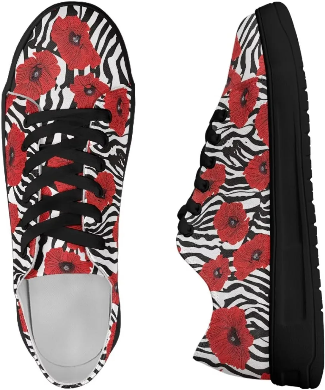 Low-Top Slip Ons Sneakers Canvas Women Black Platform Canvas Shoes Trendy Slip Ons Barefoot Shoes Fit Comfort 5.5-13.5