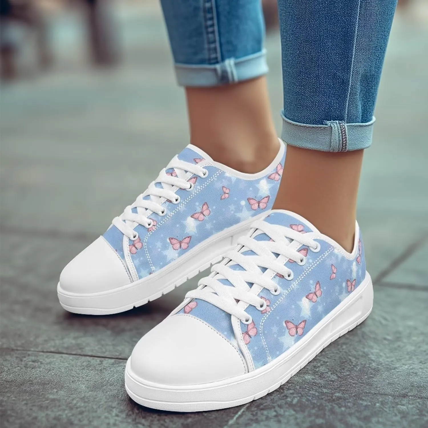 Low Tops Canvas Shoes for Women Girl Classic Lace Up Fashion Sneaker Street Casual Canvas Shoes No Laces 5.5-13.5