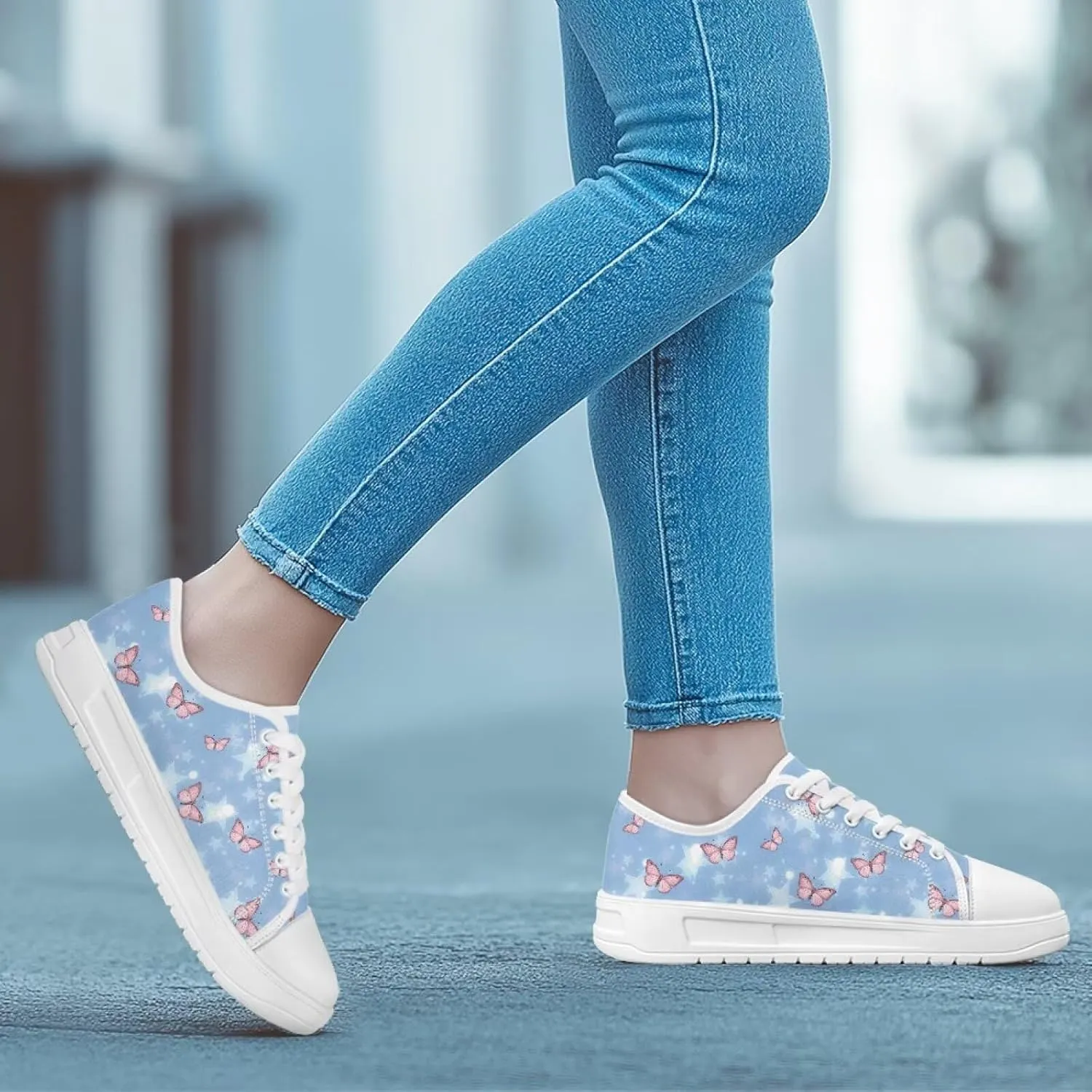 Low Tops Canvas Shoes for Women Girl Classic Lace Up Fashion Sneaker Street Casual Canvas Shoes No Laces 5.5-13.5