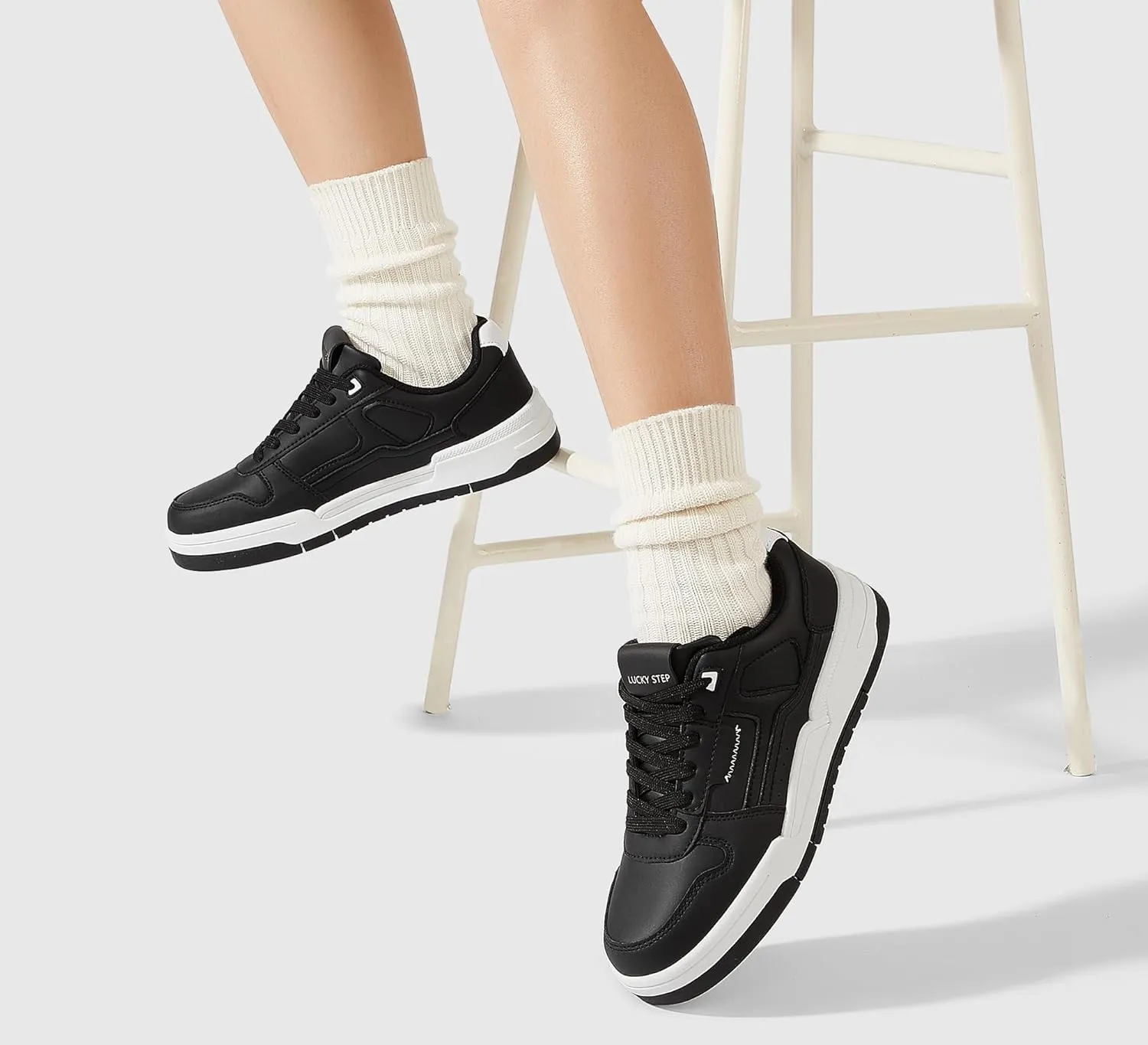 LUCKY STEP Women's Lace Up Fashion Casual Sneakers Low Top Walking Shoes Platform Comfort Non Slip Tennis Shoes