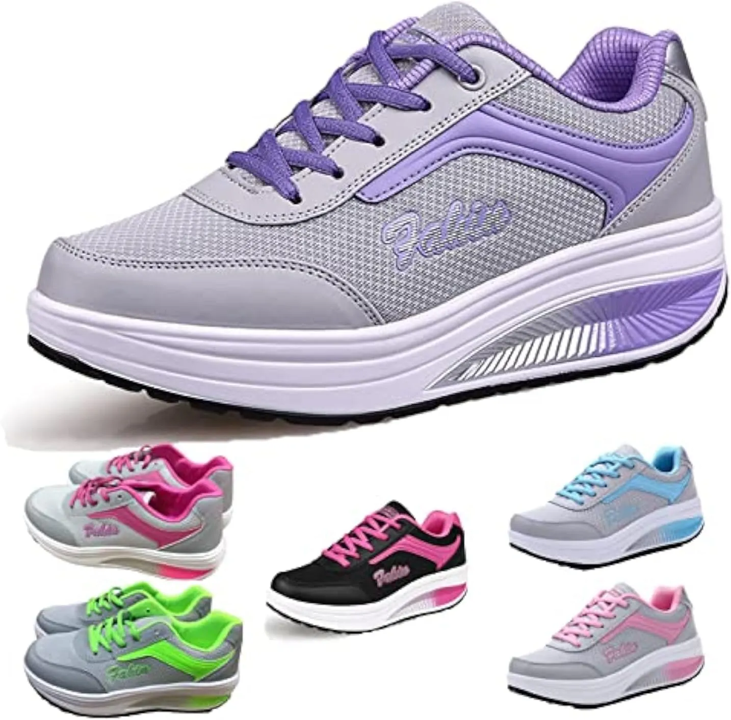 Lymphvity Womens lace-up Walking Shoes Arch Support Breathable Wedge Platform Sneakers Low-top Casual Light Weight Orthotic Sneakers for Plantar Fasciitis