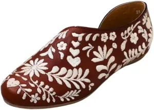Macarena Collection Sandals women Huarache Sandal Colorful Leather Mexican Comfort Walking Handcrafted Leather Embroidered Flats - Mexican Artisan Design Maky