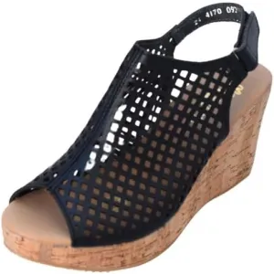 Macarena Collection Women's Flatform Wedge Casual Sandal Handmade Women's Woven Leather Wedge Sandals with Cork Heel - Mexican Artisan Crafted Style 4170