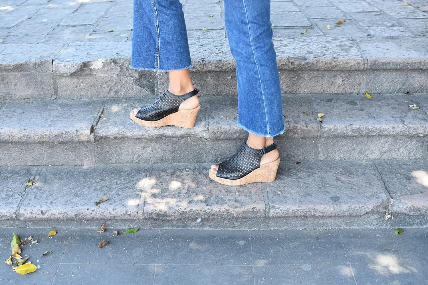 Macarena Collection Women's Flatform Wedge Casual Sandal Handmade Women's Woven Leather Wedge Sandals with Cork Heel - Mexican Artisan Crafted Style 4170