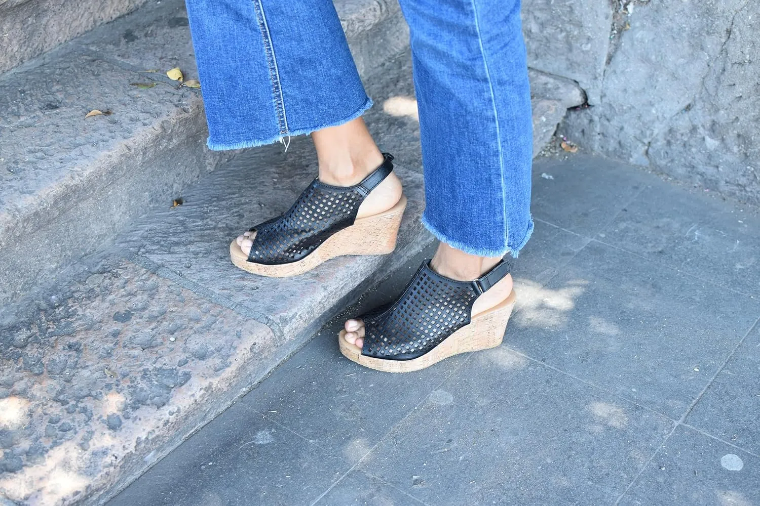 Macarena Collection Women's Flatform Wedge Casual Sandal Handmade Women's Woven Leather Wedge Sandals with Cork Heel - Mexican Artisan Crafted Style 4170