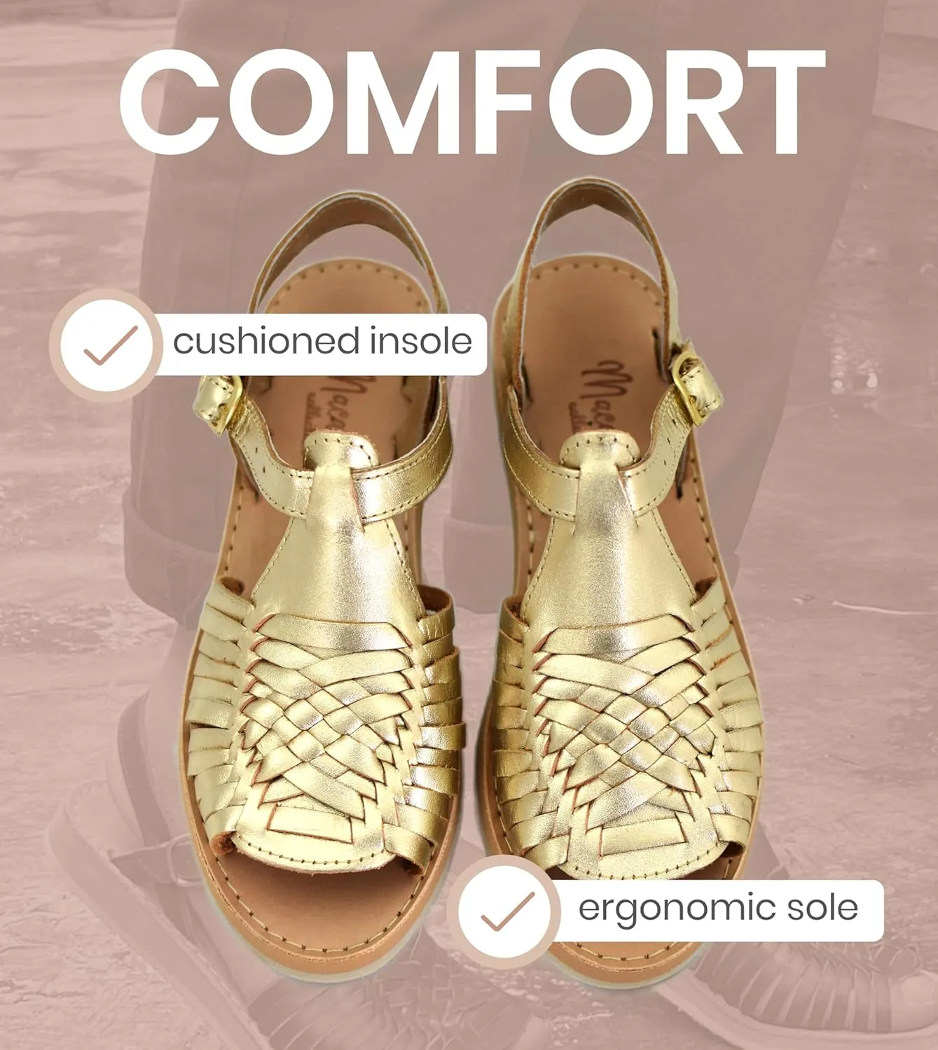 Macarena Collection Womens Shoes Leather Sandals for Women | Huarache Handmade Mexican Sandals Women | Comfortable & Stylish Womens Sandals 3044