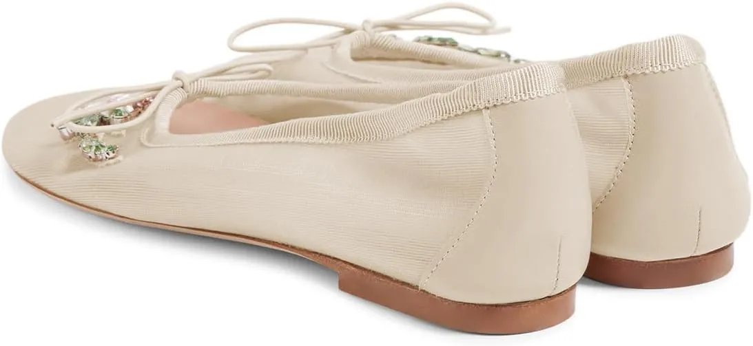 Maiyang Women Classic Floral Rhinestone Round Toe Slip on Ballet Flats Comfortable Breathable Ballroom Daily Casual Shoes Size 4-16 US