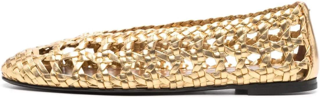 Maiyang Women Round Toe Cutout Braided Ballet Flats Slip on Solid Color Flat Sandals Fashion Office Casual Shoes Size 4-16 US