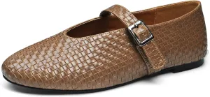 Mary Jane Shoes Women Ballet Flats with Buckle Strap Round Toe Wide Width Closed Toe Flats for Women Dressy
