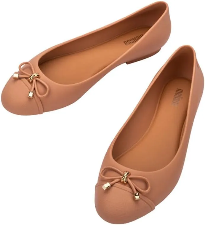 Melissa Doll V Jelly Flats for Women - Soft & Flexible Ballet Flats for Women, Bow Applique, Slip-on Closed-Toe Jelly Shoes