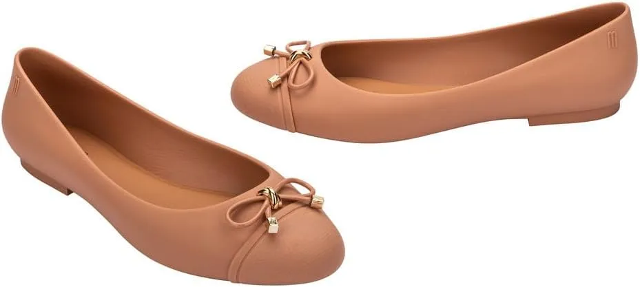 Melissa Doll V Jelly Flats for Women - Soft & Flexible Ballet Flats for Women, Bow Applique, Slip-on Closed-Toe Jelly Shoes
