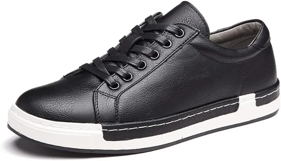 Men Leather Casual Shoes Lace-up Oxford Fashion Non-Slip Flats Trendy Business Comfortable Sneakers