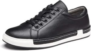 Men Leather Casual Shoes Lace-up Oxford Fashion Non-Slip Flats Trendy Business Comfortable Sneakers