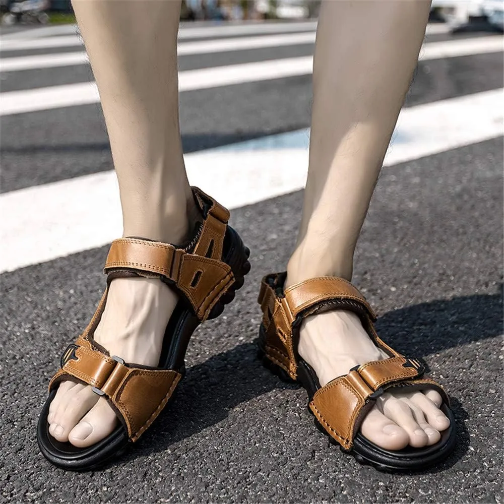 Men s Sports Athletic Sandals Outdoor Summer Leather Hiking Beach Shoes Breathable Exposed Toe Strap Walking Fisherman