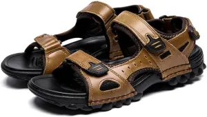 Men s Sports Athletic Sandals Outdoor Summer Leather Hiking Beach Shoes Breathable Exposed Toe Strap Walking Fisherman
